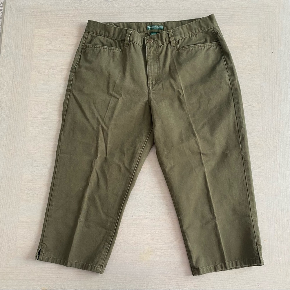 Lauren Ralph Lauren Classic Pedal Pusher Retro Pants Capri Olive Green Women 8P